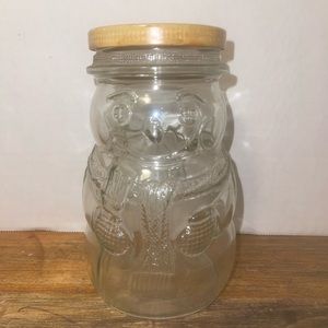Vintage Kraft Strawberry Jam  Snowman Clear Glass Jar GLASS JAM Jelly Winter